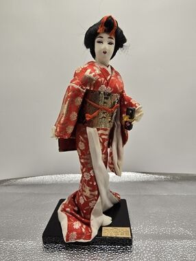 Vintage 11" Japanese Nishi Doll Fubako with Original Letter Box in Hand & Labels
